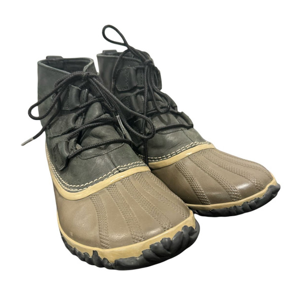 Sorel Out N About Womens Sz 9.5 #NL2133-010 Waterproof Ankle Duck Boots Grey Tan - Picture 3 of 9